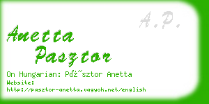 anetta pasztor business card